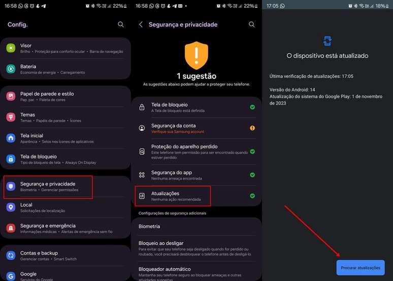The November update is the latest Google Play system update;  However, Samsung Galaxy mobile phones have not gotten new versions since May last year (Image: Screenshot/Renan da Silva Dores/Canaltech)