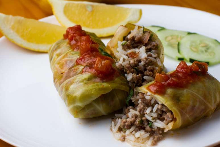 Cabbage cigar with minced meat 