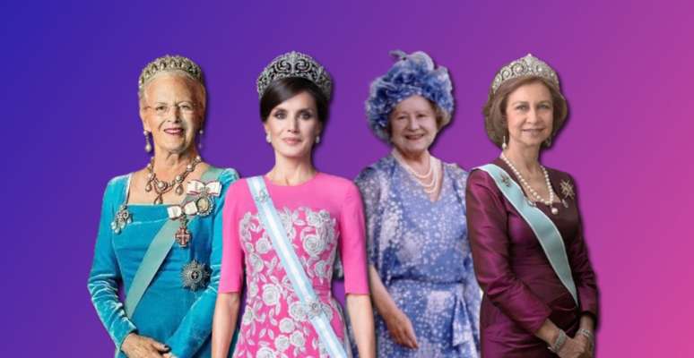 A rainha Margrethe da Dinamarca, a rainha consorte Letizia da Espanha, a rainha-mãe Elizabeth do Reino Unido e a rainha emérita espanhola Sofia
