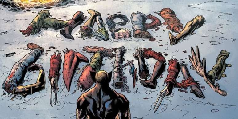 Dentes de Sabre parabeniza Logan com partes de corpos de seus protegidos (Imagem: Reprodução/Marvel Comics)