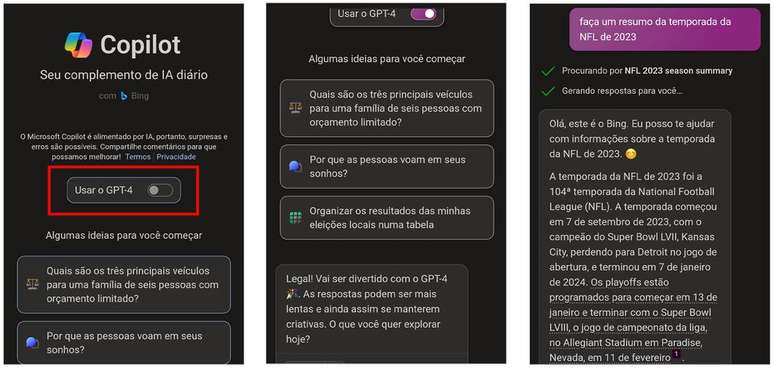 Activate GPT-4 in the Copilot mobile app (Image: Screenshot/André Magalhães/Canaltech)