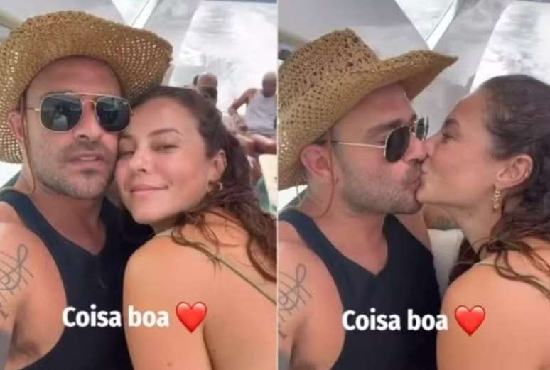 Paolla Oliveira and Diogo Nogueira take a romantic trip on a luxury boat
