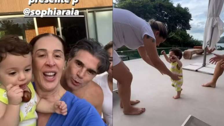 Claudia Raia shows her son Luca’s first steps on her sister Sophia’s birthday
