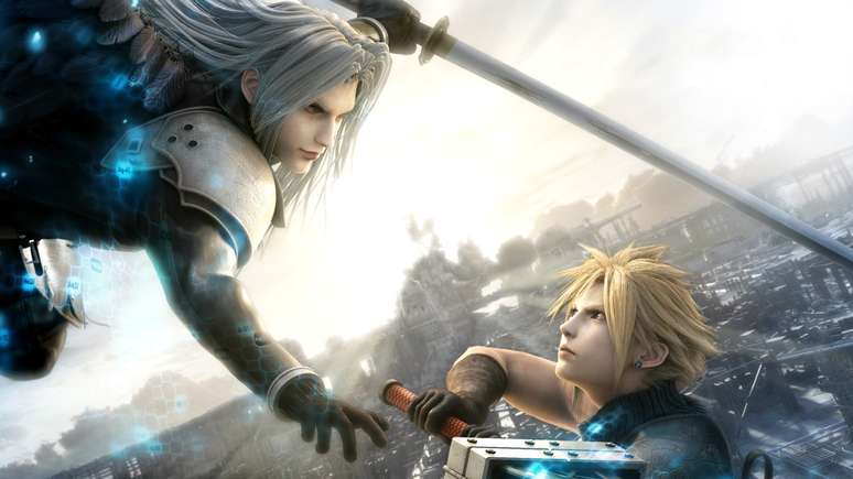 Cloud e Sephiroth travam uma batalha épica em Advent Children.