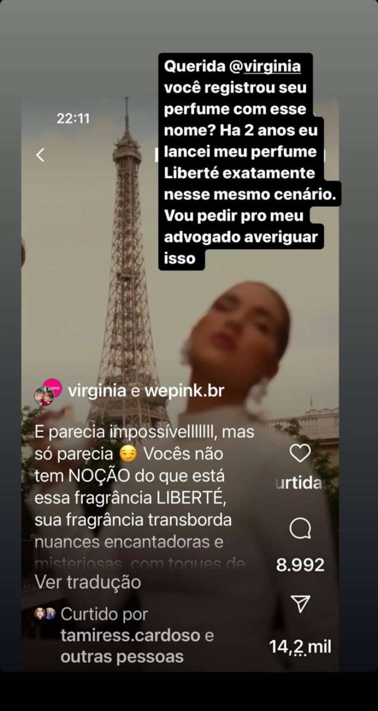Antonia Fontenelle accuses Virginia Fonseca of plagiarism in perfumery Antonia Fontenelle accuses Virginia Fonseca of plagiarism in perfumery