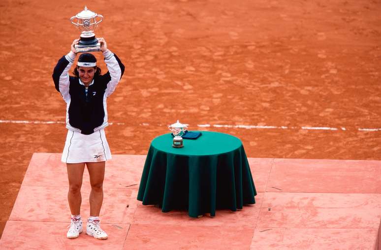 A tenista Arantxa Sanchez Vicario na final de Roland Garros em 6 de junho de 1998 em Paris, França. (Imagem de arquivo)