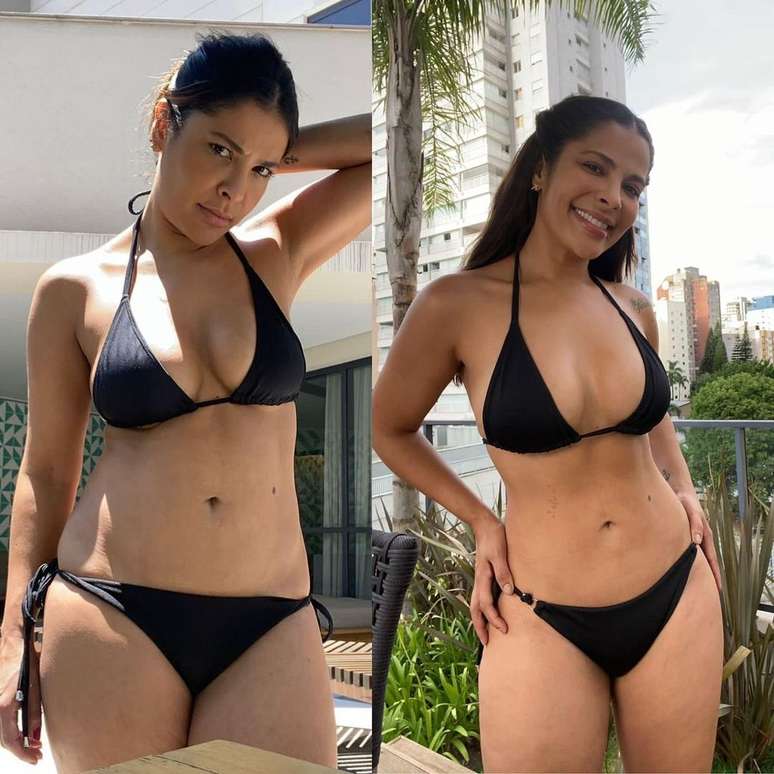 Influenciadora mostra antes e depois de treinos intensos
