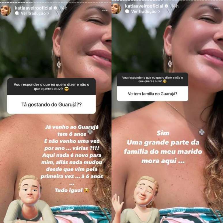 K&aacute;tia Aveiro, irm&atilde; de Cristiano Ronaldo, diz que vai ao Guaruj&aacute; h&aacute; 6 anos.