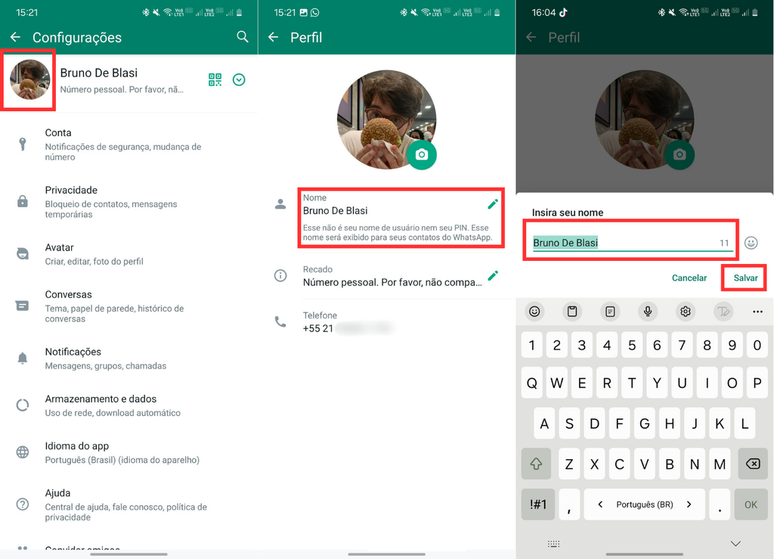 Como editar a foto de perfil do WhatsApp (Imagem: Captura de tela/Bruno De Blasi/Canaltech)