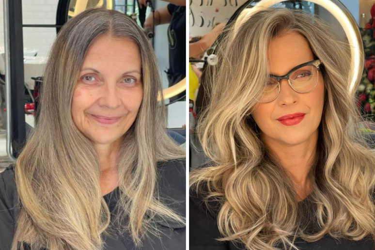 As mechas loiras proporcionam naturalidade e elegância ao visual 