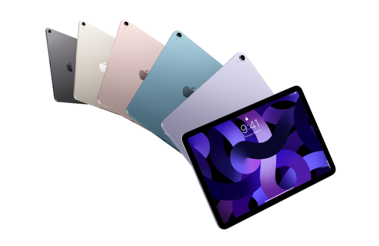 Apple deve manter design atual do iPad Air e apostar em novo chip M2, cores inéditas e segunda opção com tela maior de 12,9 polegadas (Imagem: Reprodução/Apple)