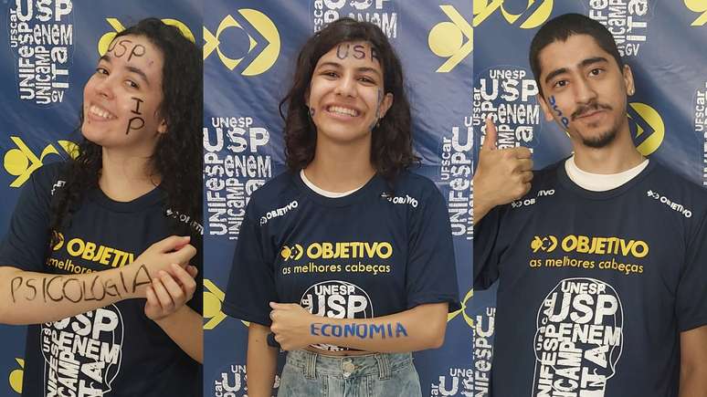 Mariana, Isis e Leandro foram aprovados no vestibular 2024 da Fuvest, que seleciona estudantes para a USP