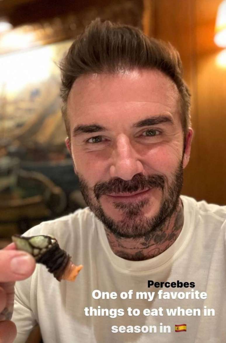 Would he have courage?  David Beckham eats a strange-looking delicacy that costs more than R,000 per kilo