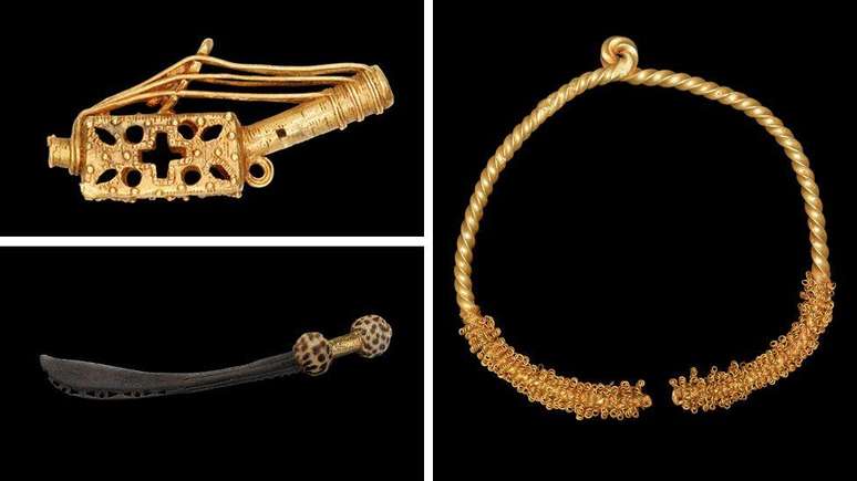 Um modelo de harpa de ouro foi dado ao Museu Britânico no começo do século 19. Mas o colar de ouro e a espada estão entre os objetos adquiridos em saques