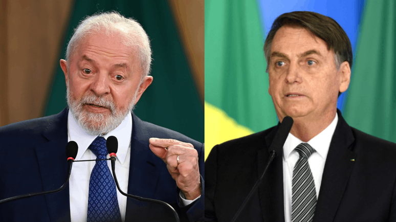 Montagem com fotos de Bolsonaro e Lula