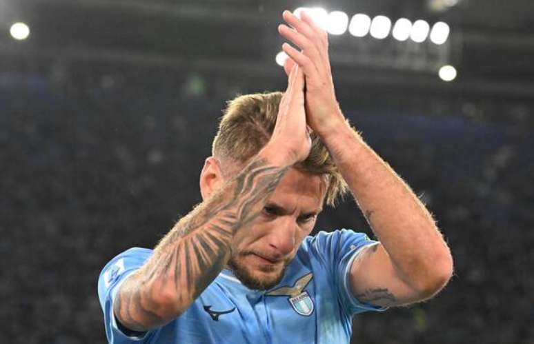 Atacante Ciro Immobile durante uma partida entre Lazio e Cagliari pela Série A da Itália