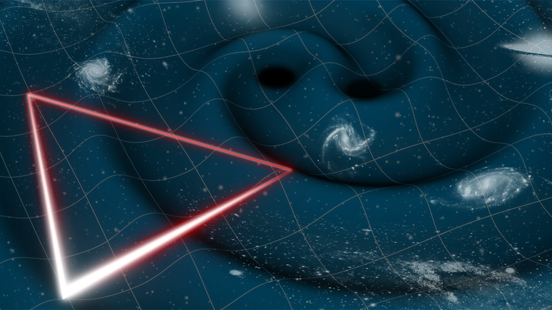 A representation of the LISA laser, which will help detect gravitational waves (Image: Reproduction/ESA)