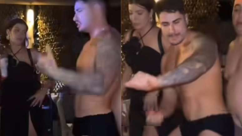 In a bathing suit, Lucas Souza dances with another man and Jaquelline takes drastic action