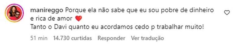 Comentário de Mani Reggo -