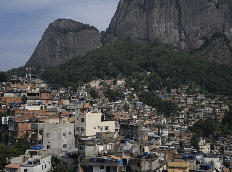Vista aérea da Favela da Rocinha, no Rio de Janeiro.