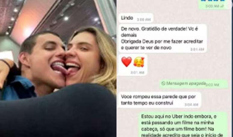 Ex-BBB Antonio Rafaski expõe prints do WhatsApp e fotos aos beijos com modelo para negar acusação de abuso: 'Revoltado'.