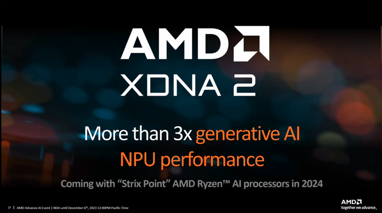 CPUs de notebook usarão a arquitetura XDNA para se referir aos avanços em IA (Imagem: Divulgação/AMD)