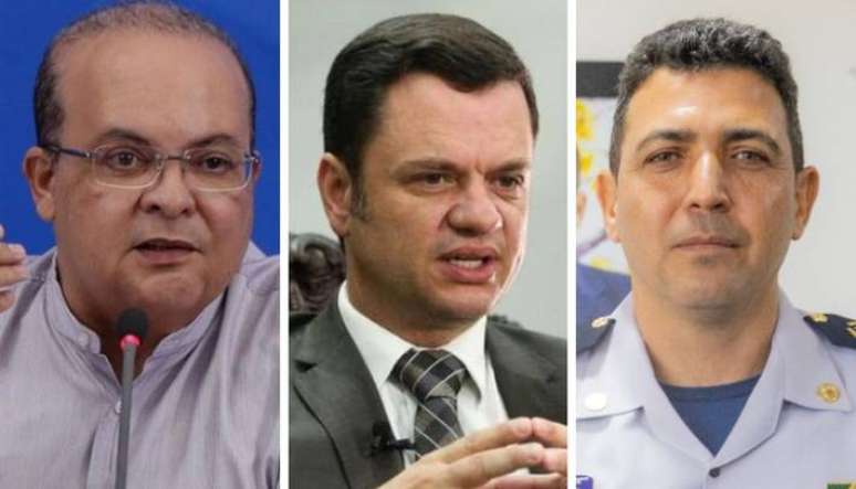 O governador Ibaneis Rocha, o ex-ministro da Justiça Anderson Torres e o Coronel Fábio Augusto Vieira.