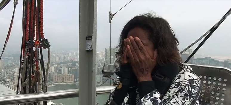 Gl&oacute;ria Maria, instantes antes de saltar de Bungee Jump, em Macau 