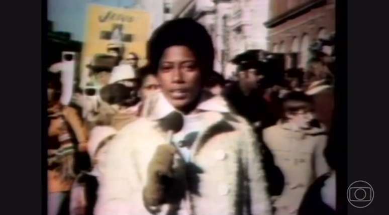 Gl&oacute;ria Maria na cobertura da posse do presidente Jimmy Carter, nos EUA, em 1977 