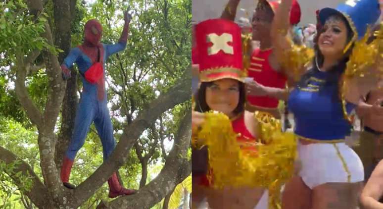 Foliões usam fantasias divertidas no carnaval do Rio