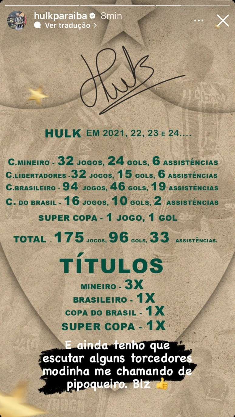 Hulk responde torcedor 