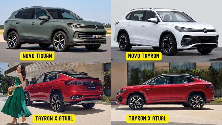 Novo Tiguan e Novo Tayron (praticamente idênticos); e Tayron X, versão cupê do Tayron atual