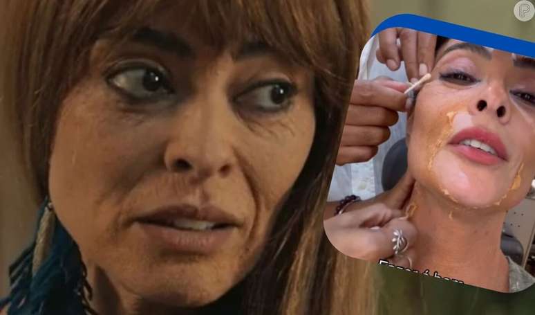 Juliana Paes mostrou vídeo retirando a polêmica maquiagem de Jacutinga da novela 'Renascer'.