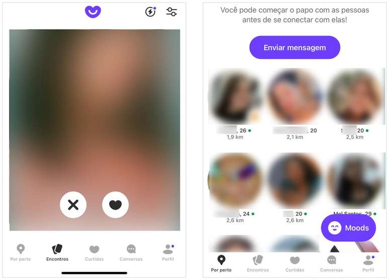 Badoo allows you to search for profiles by affinity or distance (Image: Screenshot/André Magalhães/Canaltech)