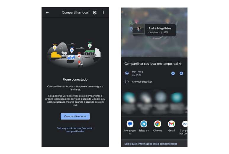 Envie sua localização em tempo real para amigos no Maps (Imagem: Captura de tela/André Magalhães/Canaltech)