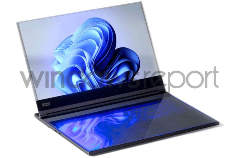 Notebook transparente da Lenovo será lançado sob a marca ThinkPad com display substituindo o teclado físico (Imagem: Reprodução/WindowsReport)