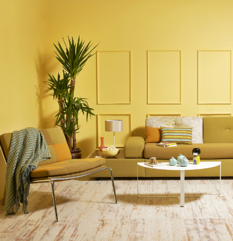 4. Cores para sala: amarelo é perfeito para um toque descontraído e energizante – Foto: Shutterstock