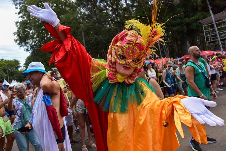 Bloco Galo da Madrugada anima foliões no Parque Ibirapuera, em São Paulo, nesta terça-feira, 13