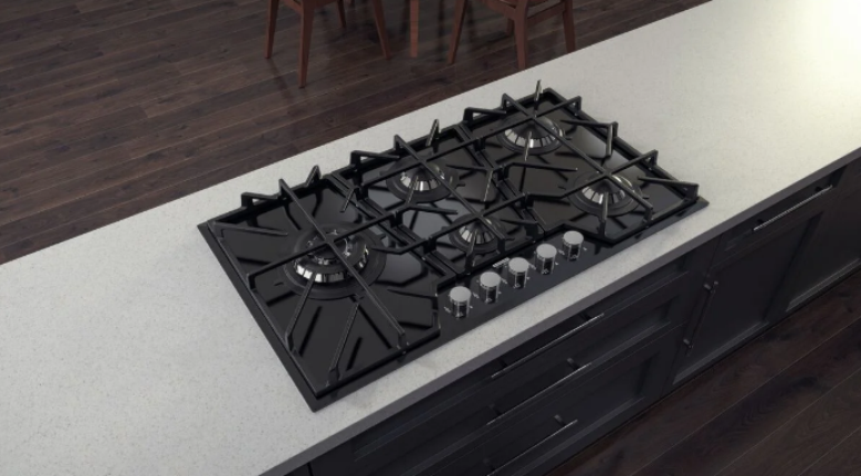 Cooktop a Gás Tramontina Design Collection Penta Glass Full 5 GG B 90 em Vidro Temperado e Trempes em Ferro Fundido tem design diferenciado que garante mais estabilidade e segurança ao manusear as panelas – Foto: Tramontina