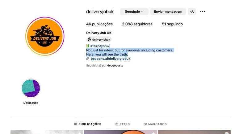 Em poucas semanas de mobilização, a página no Instagram que reúne os comunicados dos entregadores ganhou 2 mil seguidores