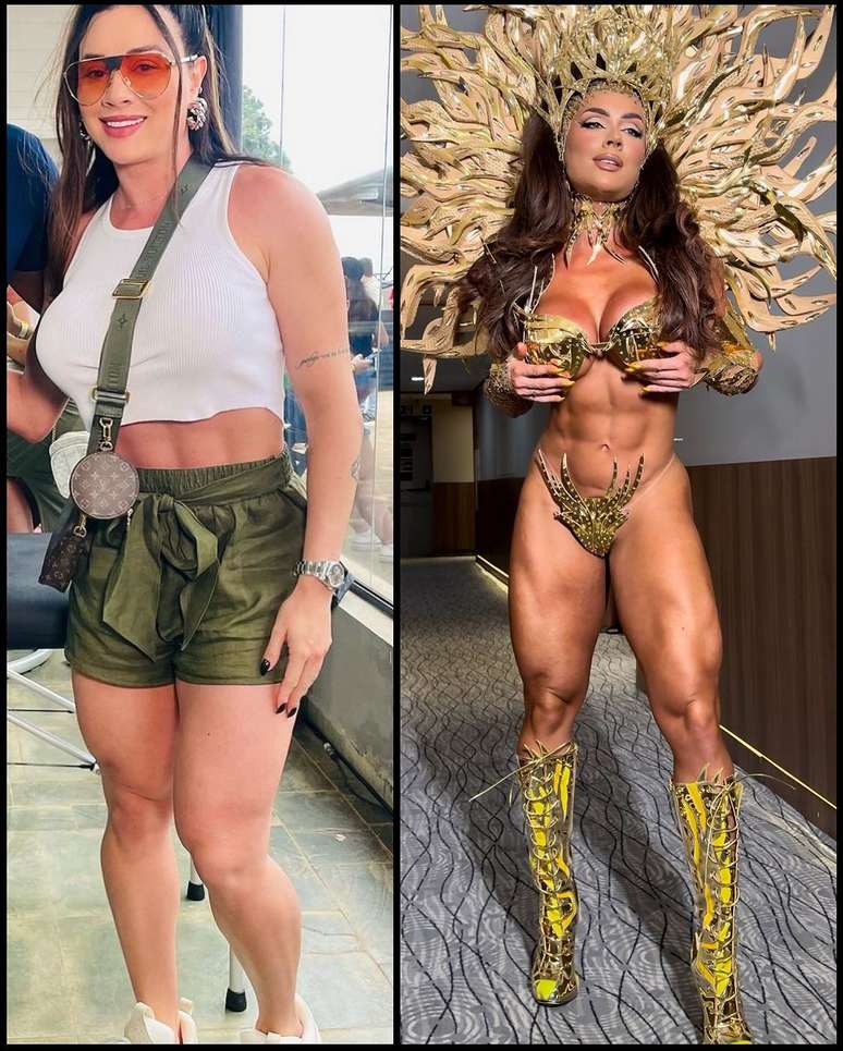 Antes e depois de Juju perder 8kg para o carnaval
