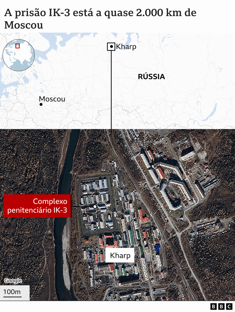 Mapa mostra localiza&ccedil;&atilde;o da pris&atilde;o IK-3