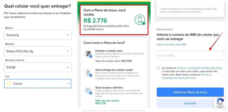 Simulação de cota do Mercado Livre (Captura: Jucyber/Canaltech)