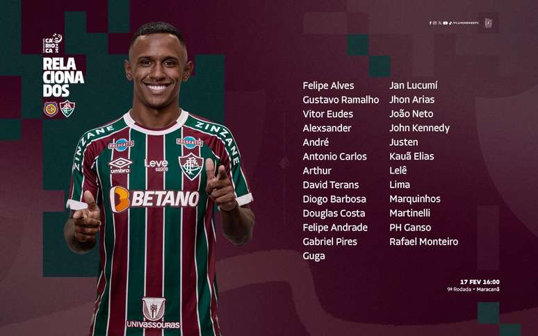 Relacionados do Fluminense contra o Madureira —