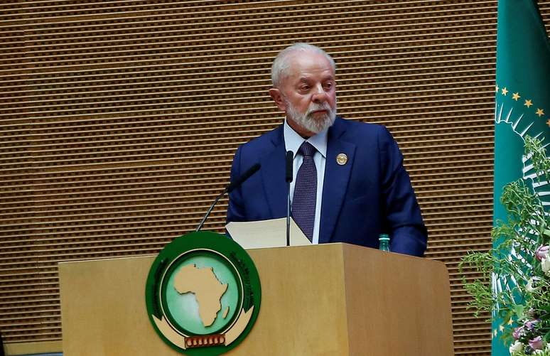 Presidente Luiz Inácio Lula da Silva discursa na 37ª Cúpula de Chefes de Estado e Governo da União Africana, em Adis Abeba, na Etiópia