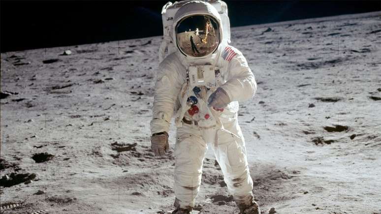 Buzz Aldrin na Lua em foto tirada por Neil Armstrong (Imagem: NASA)
