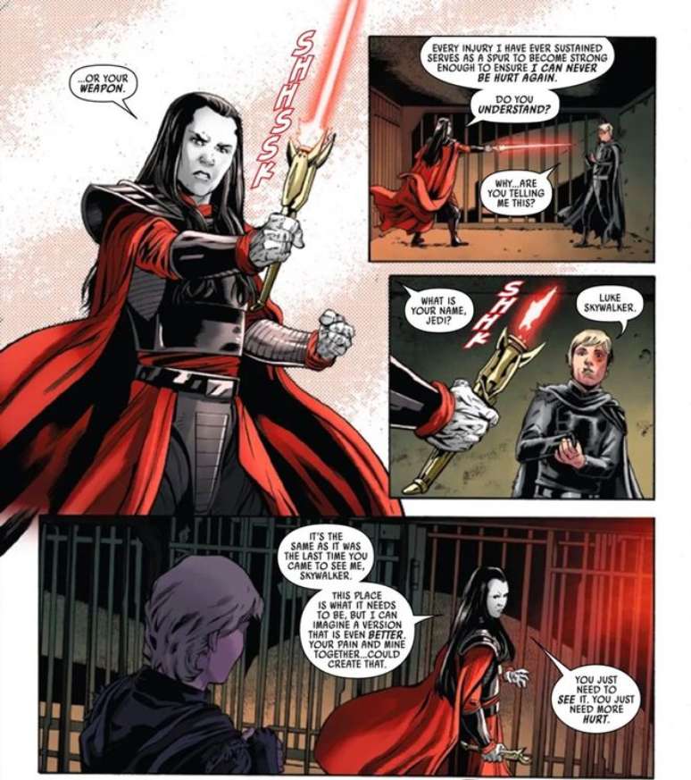 Star Wars introduz o novo sabre del luz dourado ao cânone (Imagem: Reprodução/Marvel Comics)