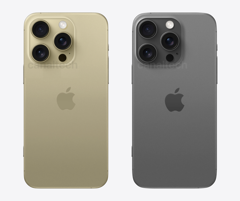 Conceito imagina cores dos "Desert Yellow" e "Titanium Gray" do iPhone 16 Pro (Imagem: Victor Carvalho/Canaltech)