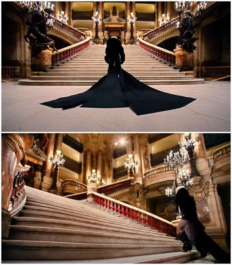 Explorada no comercial, a escadaria do Palais Garnier é uma atração onde milhares de visitantes fazem fotos
