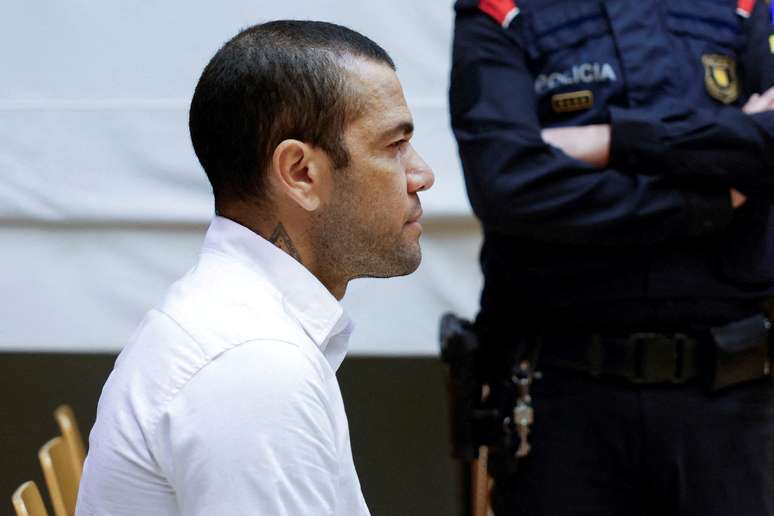Daniel Alves em tribunal em Barcelona 05/02/2024